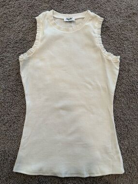 Amalli Talli Women's Ruffle Sleeve Tank Top, Cotton/Spandex, White, Sz Small
